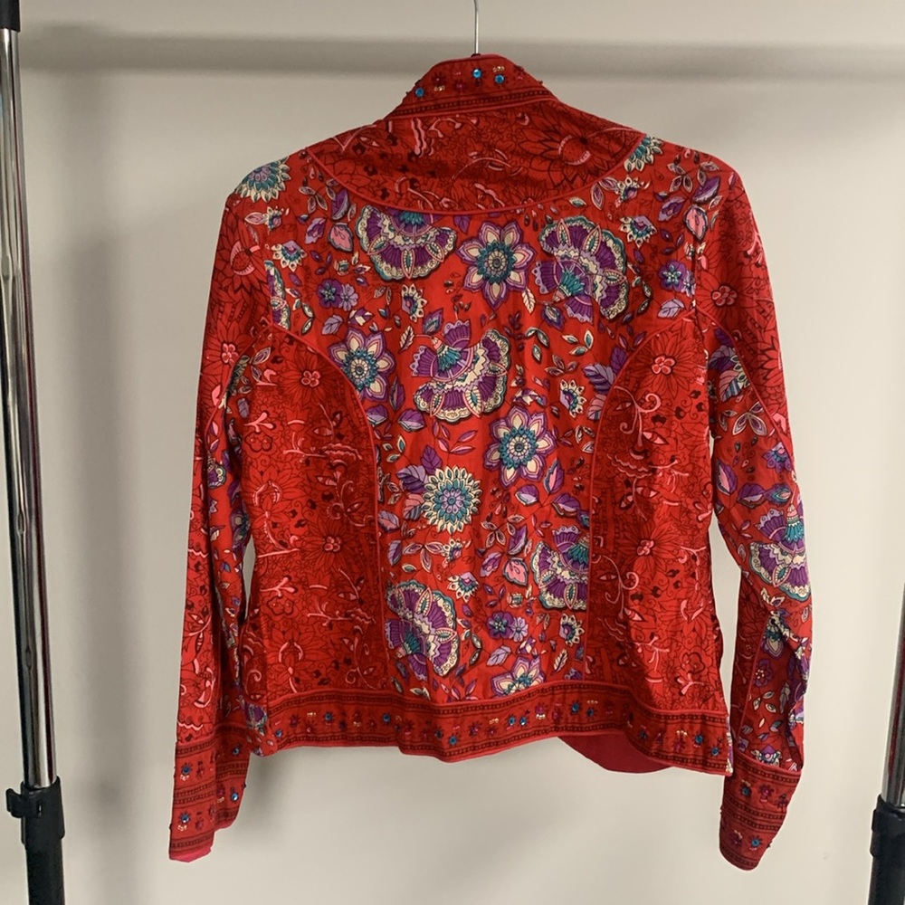 Phool Red Sequin Patchwork Jacket Size S - image 4